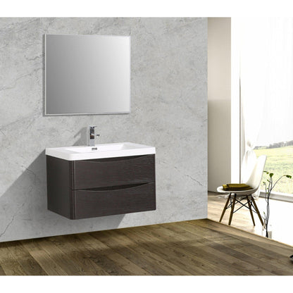 Eviva Smile 30" x 20" Chestnut Wall-Mounted Bathroom Vanity With White Single Integrated Sink