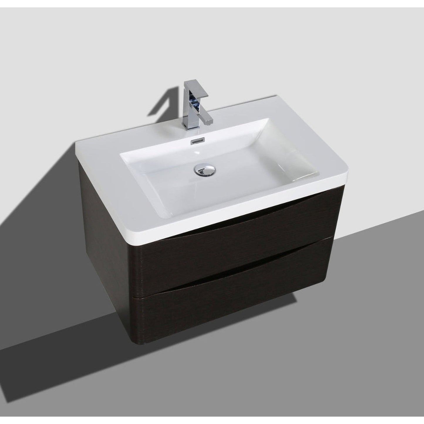 Eviva Smile 30" x 20" Chestnut Wall-Mounted Bathroom Vanity With White Single Integrated Sink