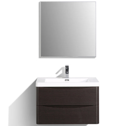 Eviva Smile 30" x 20" Chestnut Wall-Mounted Bathroom Vanity With White Single Integrated Sink