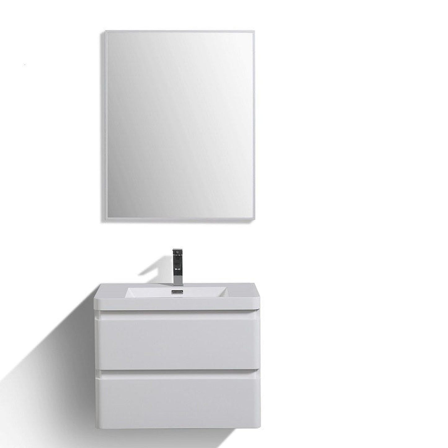 Eviva Smile 30" x 20" White Wall-Mounted Bathroom Vanity With White Single Integrated Sink