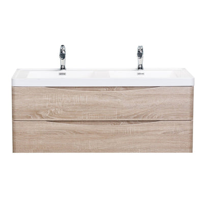 Eviva Smile 48" x 19" White Oak Wall-Mounted Bathroom Vanity With White Double Integrated Sink