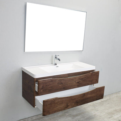 Eviva Smile 48" x 29" Rosewood Wall-Mounted Bathroom Vanity With White Single Integrated Sink