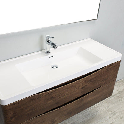 Eviva Smile 48" x 29" Rosewood Wall-Mounted Bathroom Vanity With White Single Integrated Sink