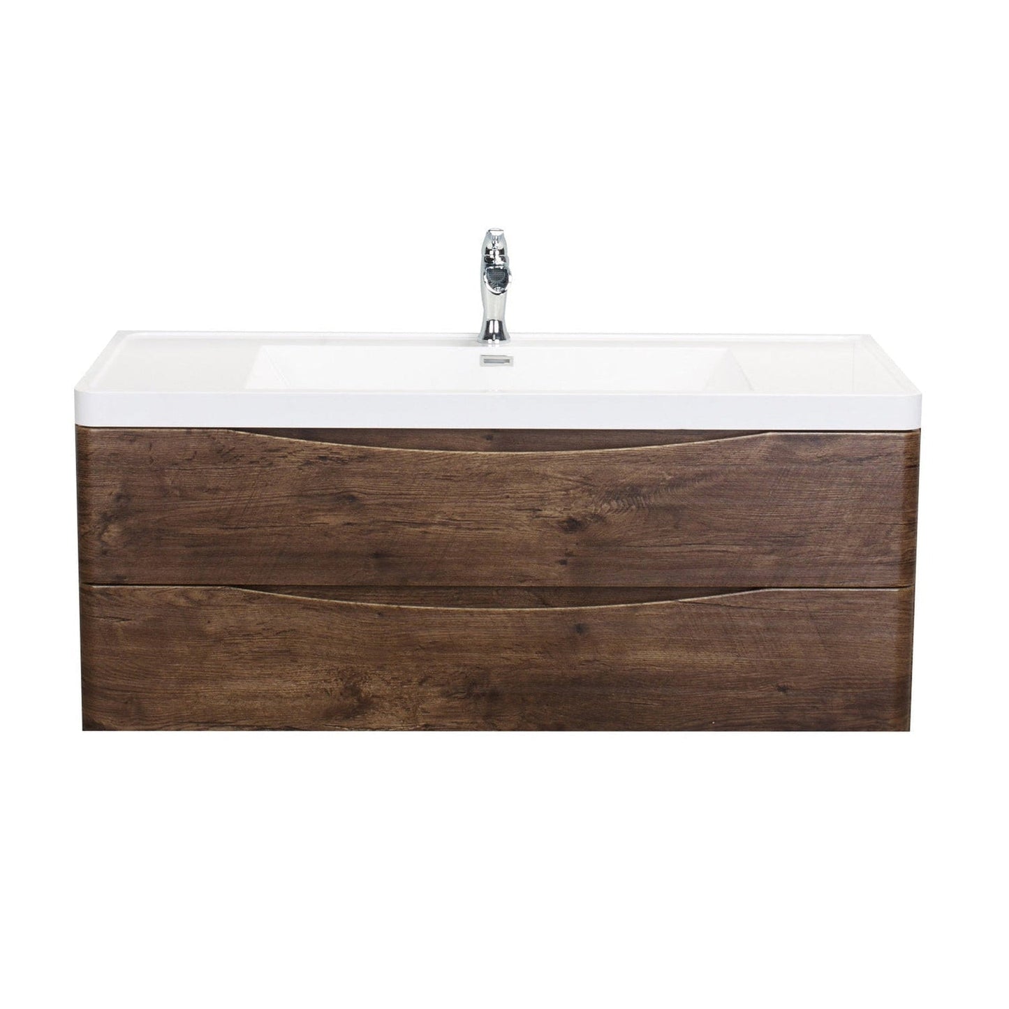 Eviva Smile 48" x 29" Rosewood Wall-Mounted Bathroom Vanity With White Single Integrated Sink