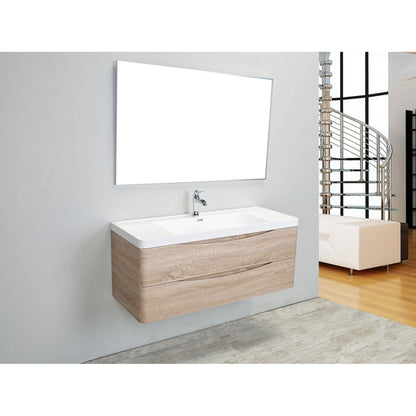 Eviva Smile 48" x 29" White Oak Wall-Mounted Bathroom Vanity With White Single Integrated Sink