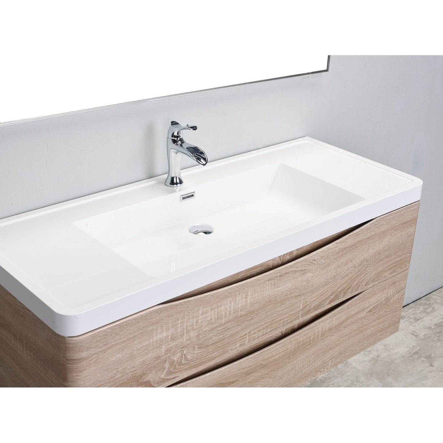 Eviva Smile 48" x 29" White Oak Wall-Mounted Bathroom Vanity With White Single Integrated Sink