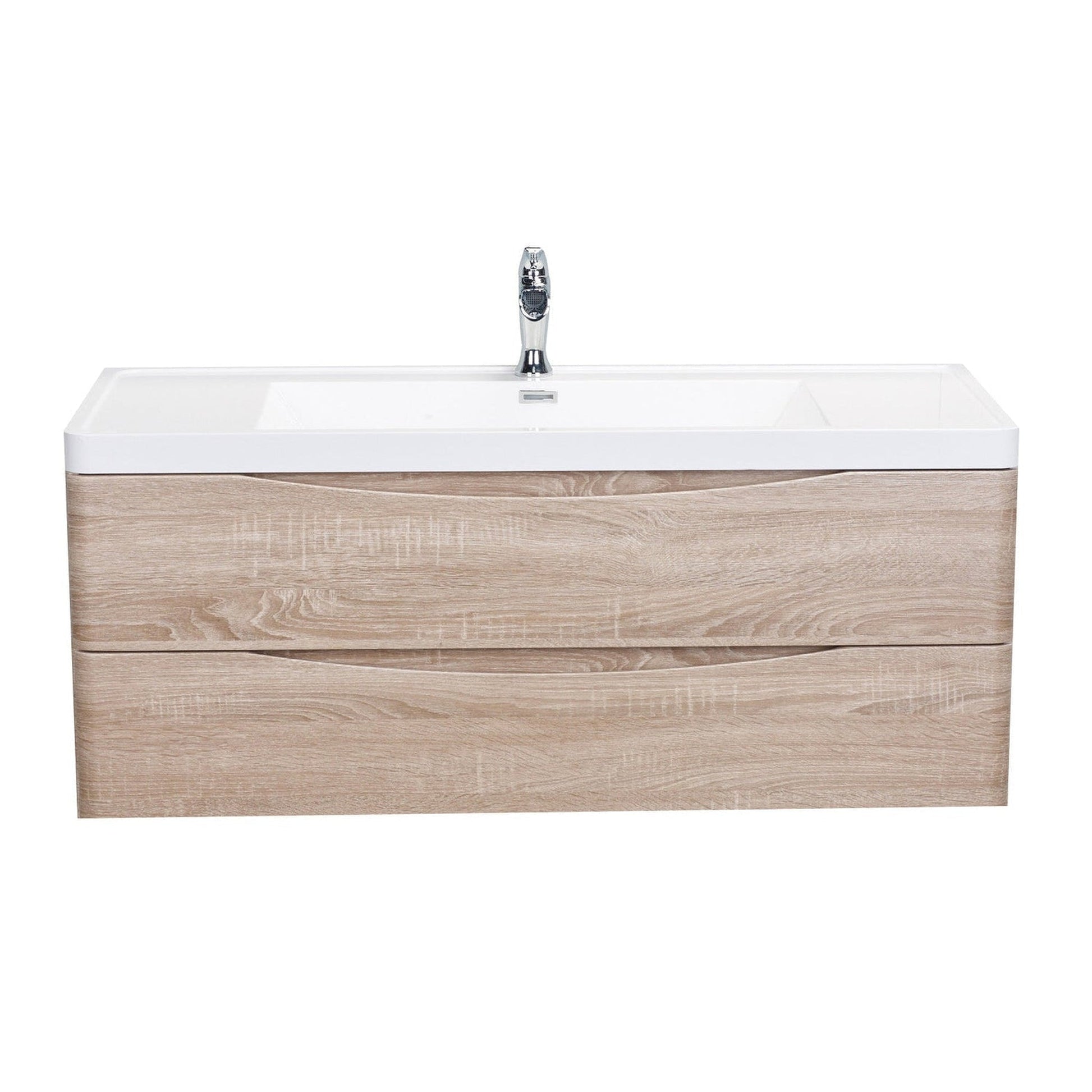 Eviva Smile 48" x 29" White Oak Wall-Mounted Bathroom Vanity With White Single Integrated Sink