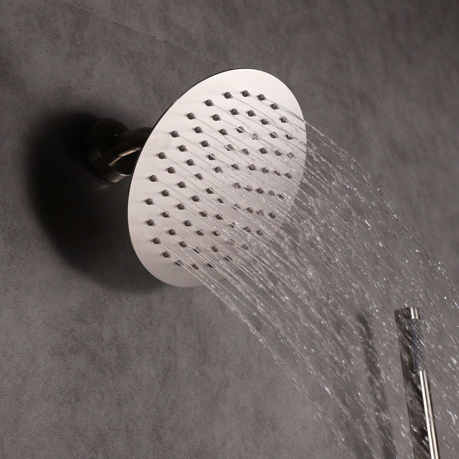 Eviva Splash Brushed Nickel Wall-Mounted Round Shower Head With Hand Shower and Tub Faucet
