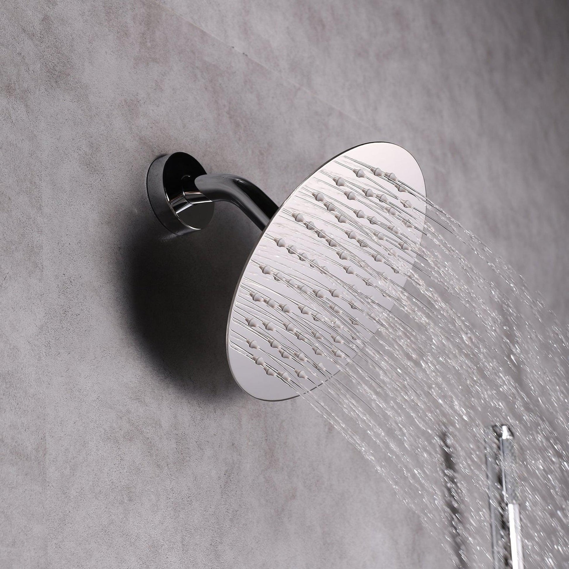 Eviva Splash Chrome Wall-Mounted Round Shower Head With Hand Shower and Tub Faucet