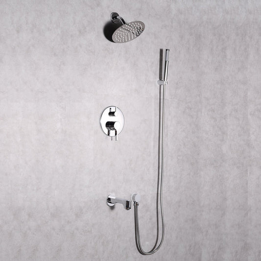 Eviva Splash Chrome Wall-Mounted Round Shower Head With Hand Shower and Tub Faucet