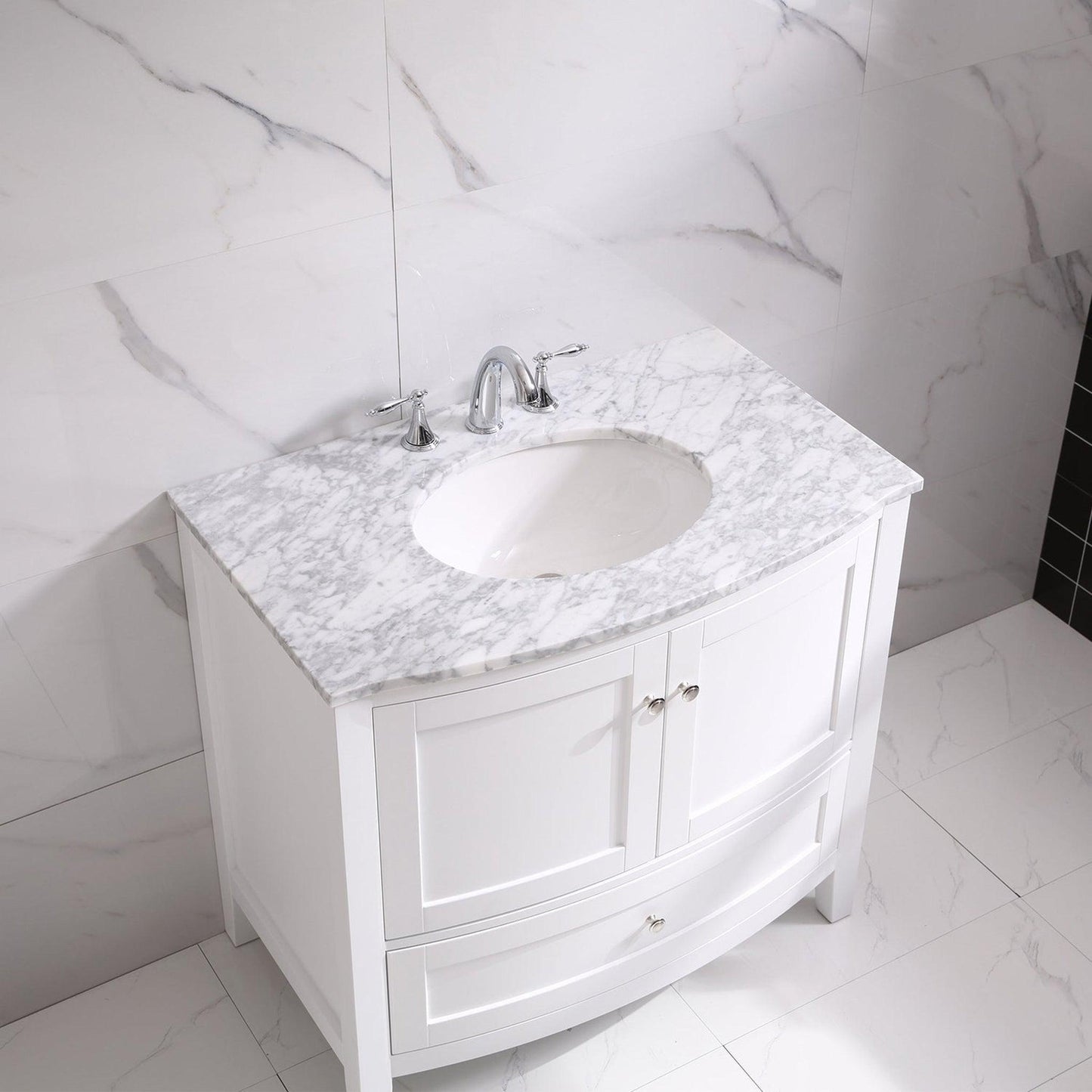 Eviva Stanton 36" x 35" White Freestanding Bathroom Vanity With Single Undermount Sink