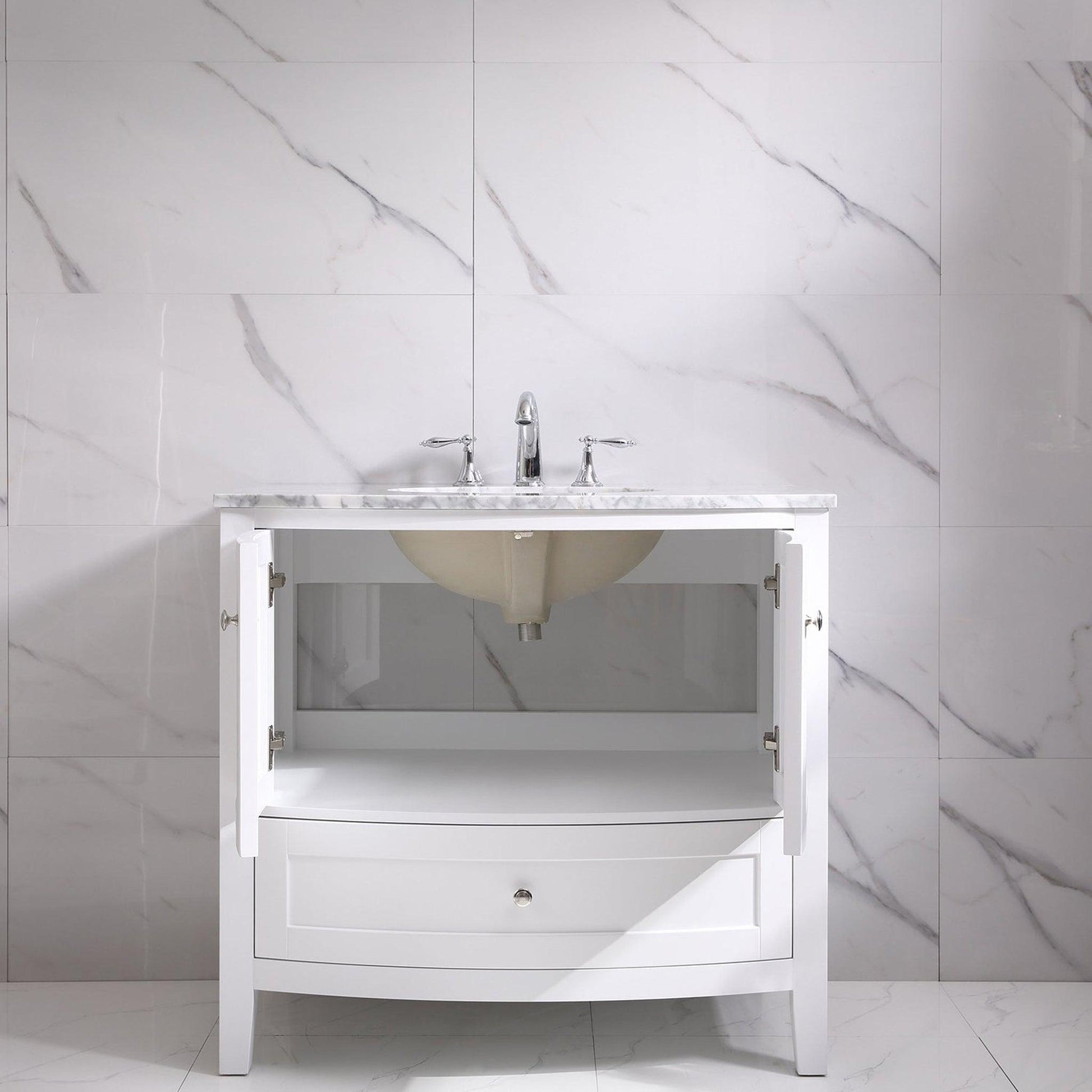 Eviva Stanton 36" x 35" White Freestanding Bathroom Vanity With Single Undermount Sink