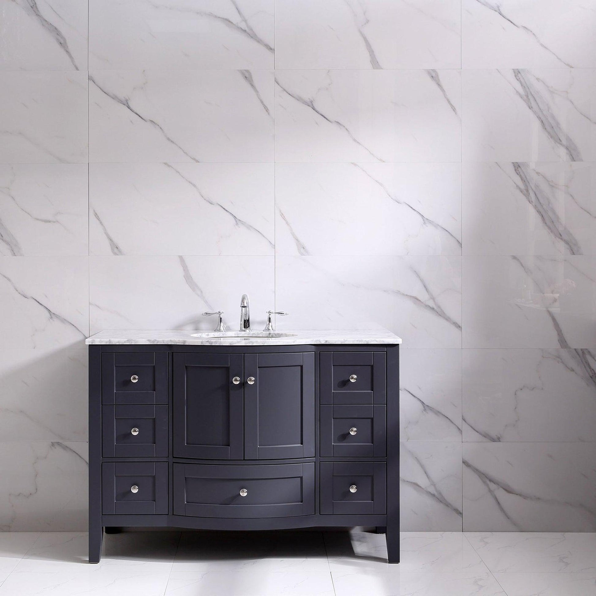 Eviva Stanton 48" x 35" Dark Gray Freestanding Bathroom Vanity With Single Undermount Sink