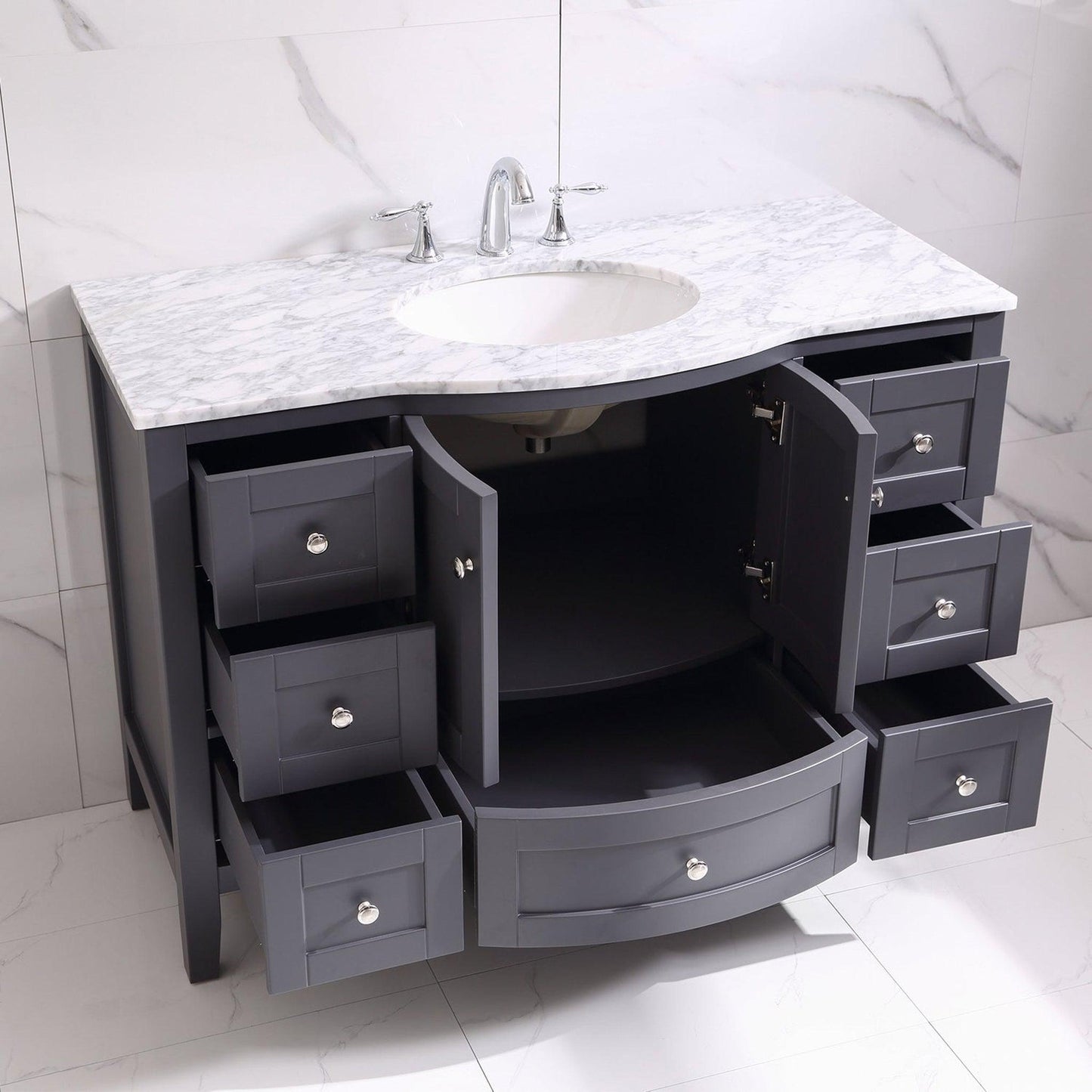 Eviva Stanton 48" x 35" Dark Gray Freestanding Bathroom Vanity With Single Undermount Sink