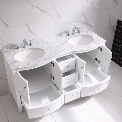 Eviva Stanton 60" x 35" White Freestanding Bathroom Vanity With Double Undermount Sink