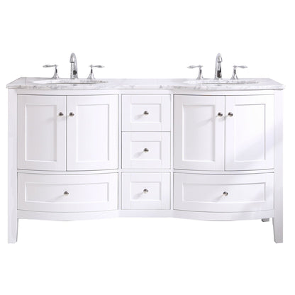 Eviva Stanton 60" x 35" White Freestanding Bathroom Vanity With Double Undermount Sink