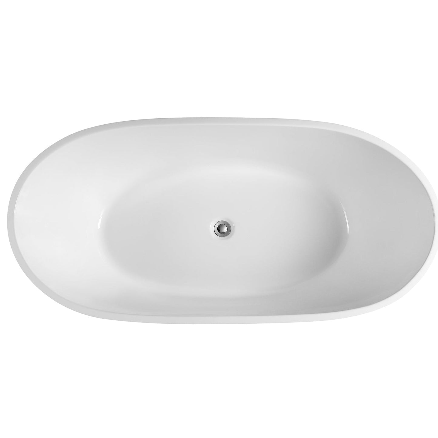 Eviva Stella 55" x 31" White Freestanding Oval Shape Acrylic Soaking Bathtub