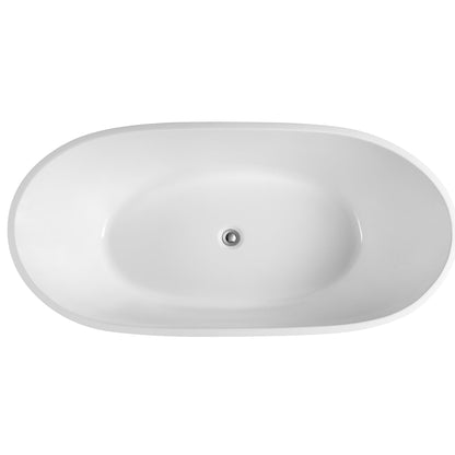Eviva Stella 61" x 31" White Freestanding Oval Shape Acrylic Soaking Bathtub