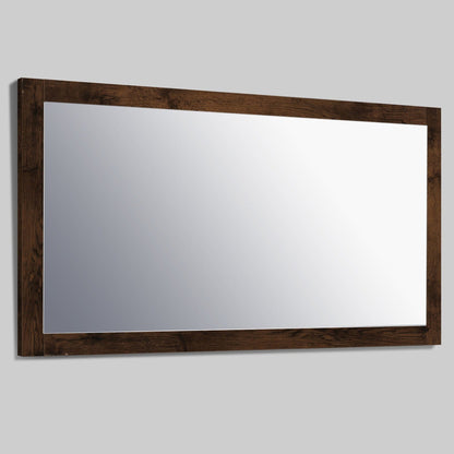 Eviva Sun 60" x 30" Rosewood Framed Bathroom Wall-Mounted Mirror