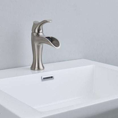 Eviva Swan Luxury Brushed Nickel Waterfall Single Handle Bathroom Sink Faucet