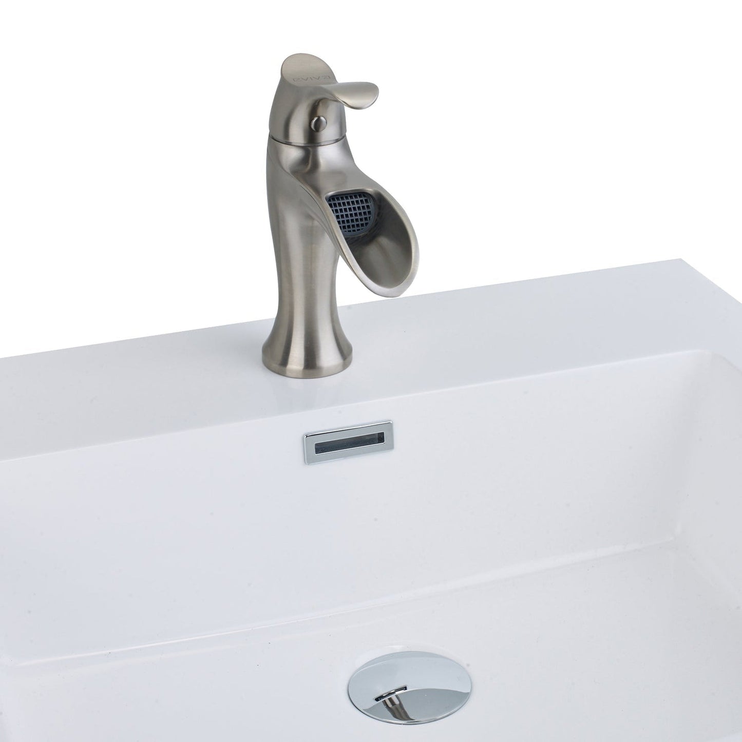 Eviva Swan Luxury Brushed Nickel Waterfall Single Handle Bathroom Sink Faucet