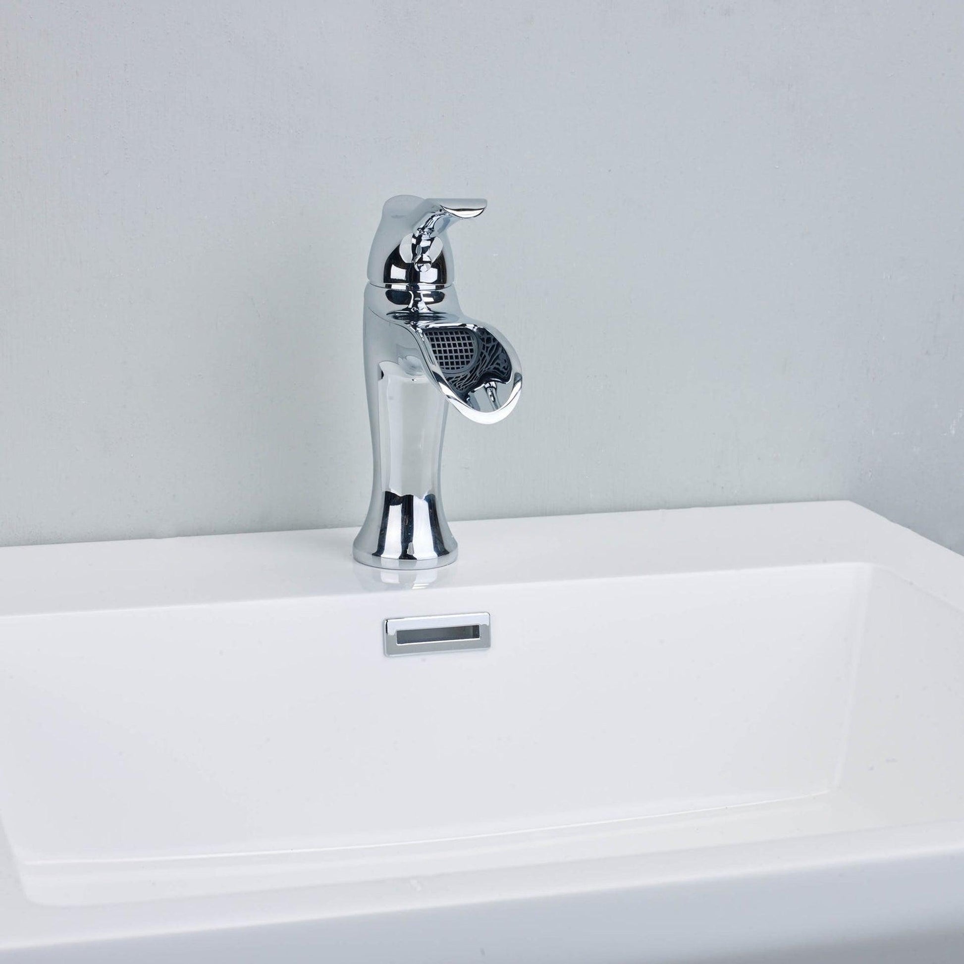 Eviva Swan Luxury Chrome Waterfall Single Handle Bathroom Sink Faucet