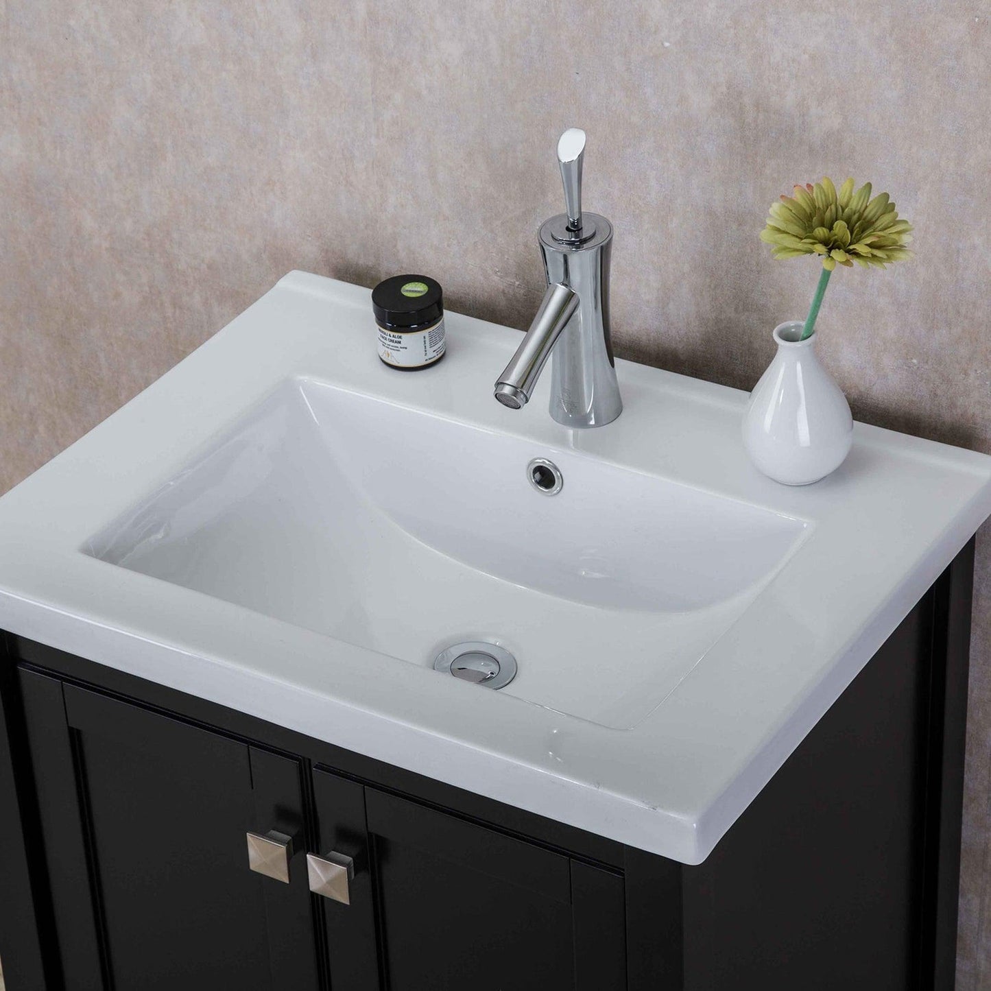 Eviva Tiblisi 24" x 34" Espresso Freestanding Bathroom Vanity With White Integrated Porcelain SInk