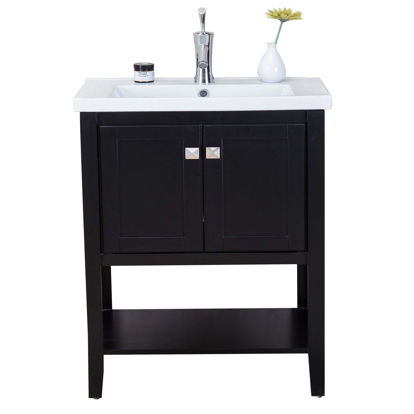 Eviva Tiblisi 24" x 34" Espresso Freestanding Bathroom Vanity With White Integrated Porcelain SInk