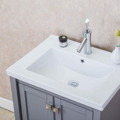 Eviva Tiblisi 24" x 34" Gray Freestanding Bathroom Vanity With White Integrated Porcelain SInk