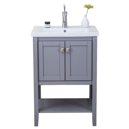 Eviva Tiblisi 24" x 34" Gray Freestanding Bathroom Vanity With White Integrated Porcelain SInk