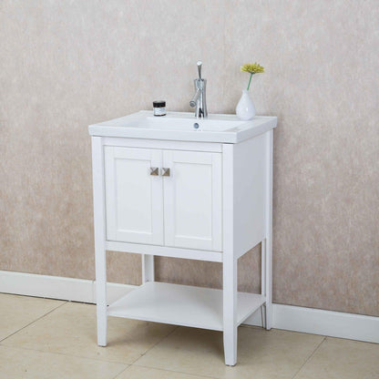 Eviva Tiblisi 24" x 34" White Freestanding Bathroom Vanity With White Integrated Porcelain SInk