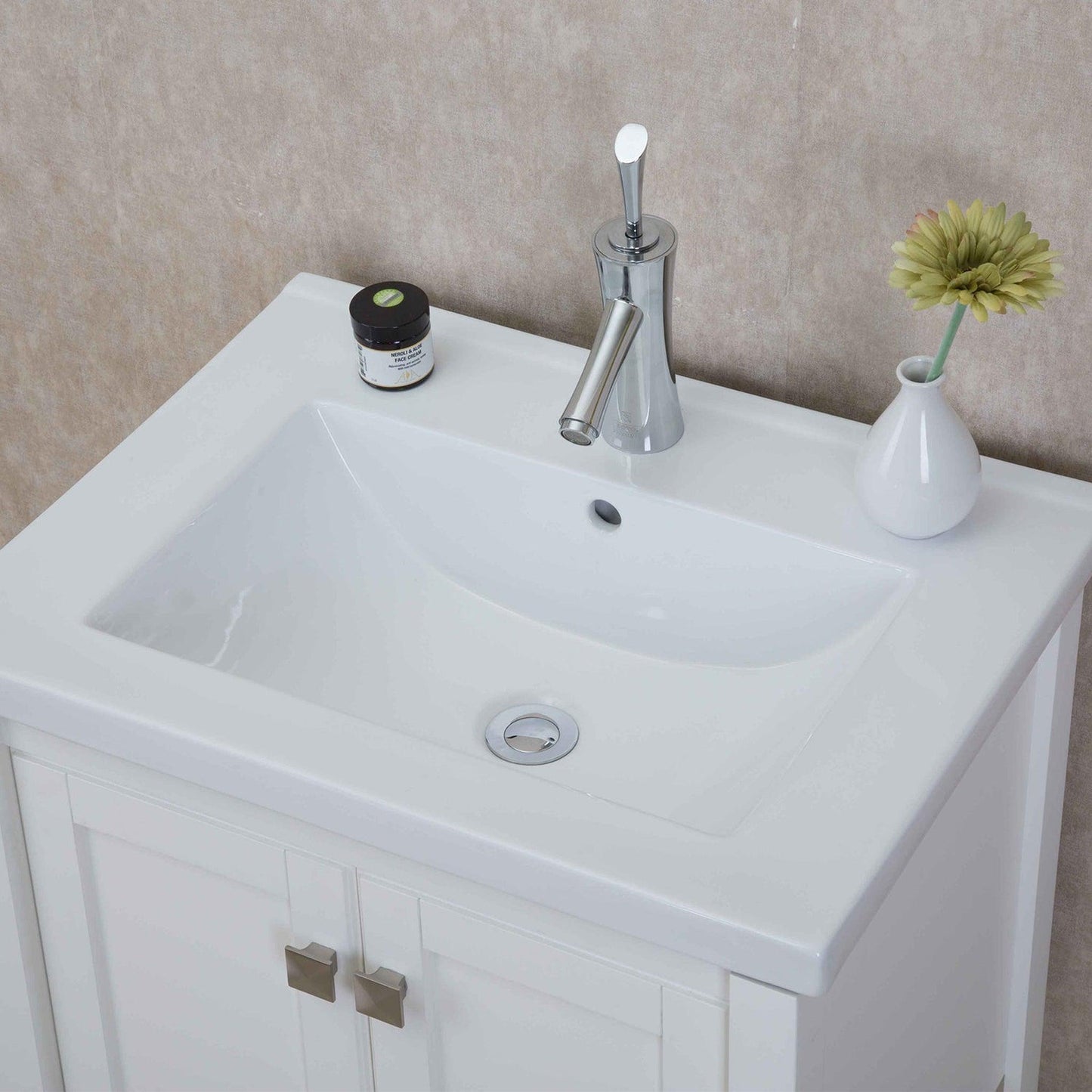 Eviva Tiblisi 24" x 34" White Freestanding Bathroom Vanity With White Integrated Porcelain SInk