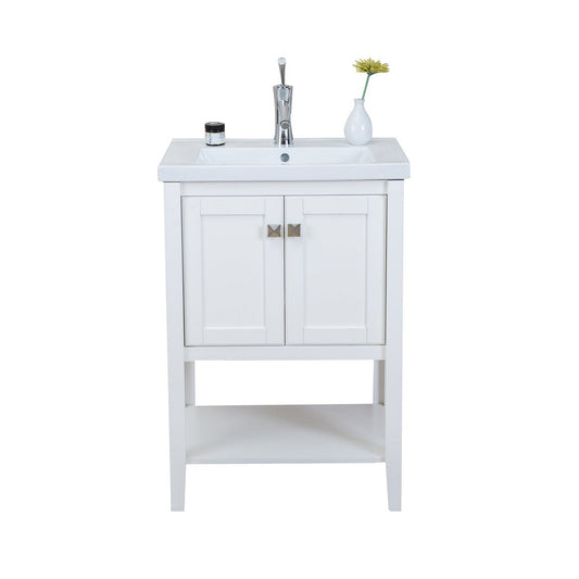 Eviva Tiblisi 24" x 34" White Freestanding Bathroom Vanity With White Integrated Porcelain SInk