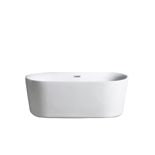 Eviva Tiffany 60" x 32" White Freestanding Rectangular Acrylic Soaking Bathtub