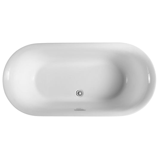 Eviva Tiffany 67" x 32" White Freestanding Rectangular Acrylic Soaking Bathtub