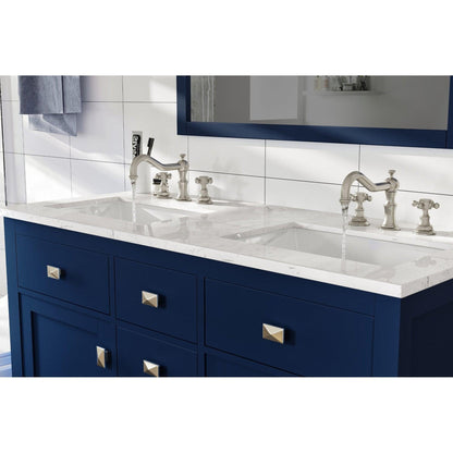 Eviva Totti Artemis 44" x 34" Blue Freestanding Bathroom Vanity With Carrara Style Man-made Stone Countertop and Double Undermount Sink