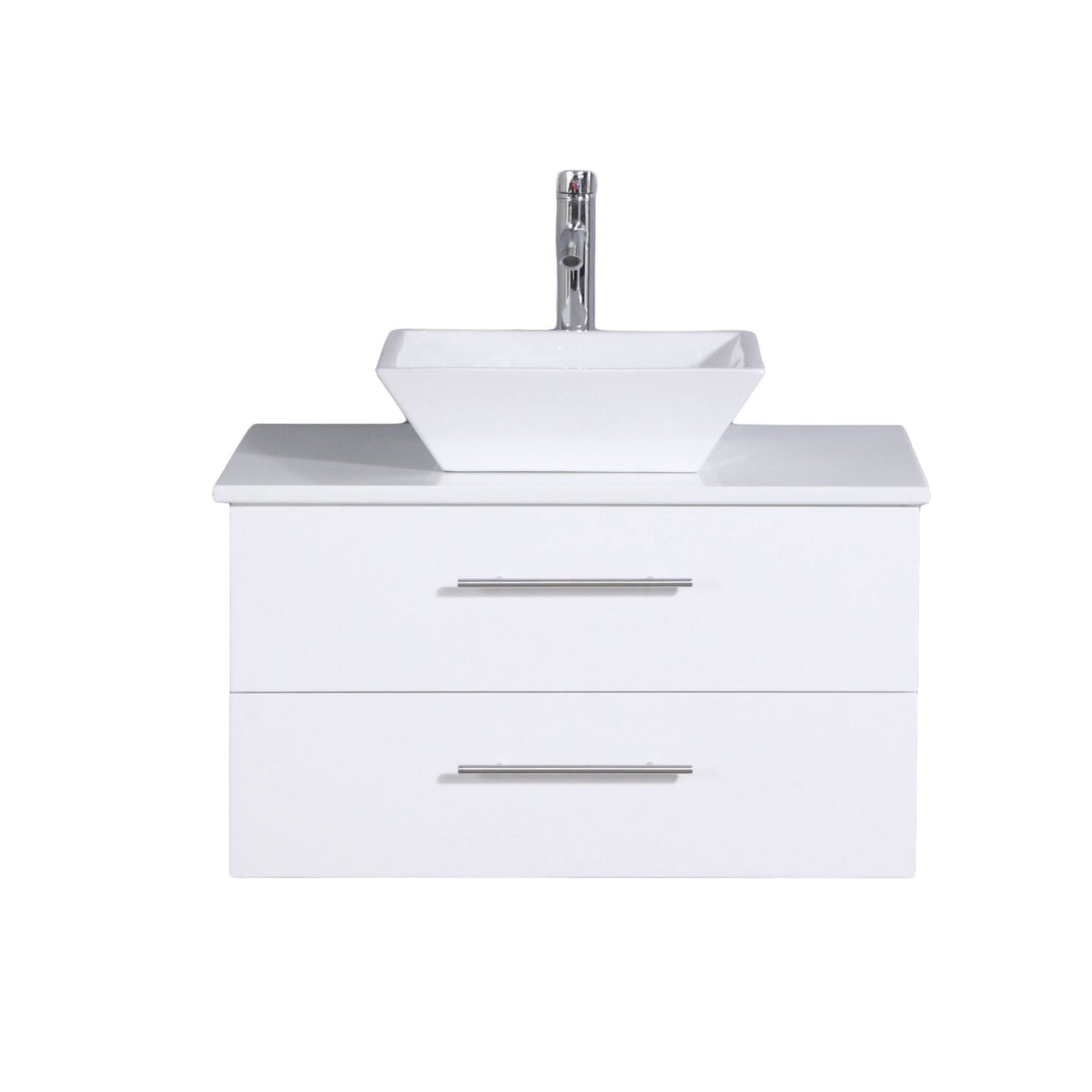 Eviva Totti Wave 24" x 16" White Wall-Mounted Bathroom Vanity With White Man-Made Stone Countertop and Single Porcelain Sink