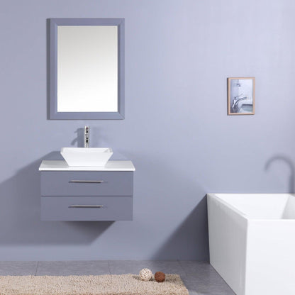 Eviva Totti Wave 30" x 16" Gray Wall-Mounted Bathroom Vanity With White Man-Made Stone Countertop and Single Porcelain Sink