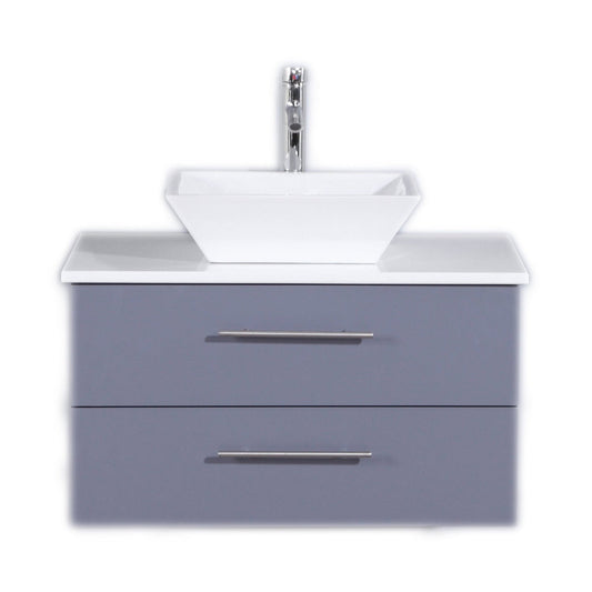 Eviva Totti Wave 30" x 16" Gray Wall-Mounted Bathroom Vanity With White Man-Made Stone Countertop and Single Porcelain Sink