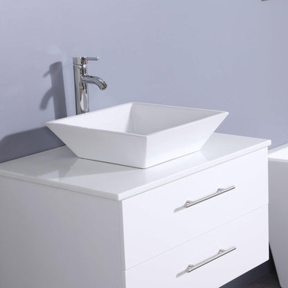 Eviva Totti Wave 30" x 16" White Wall-Mounted Bathroom Vanity With White Man-Made Stone Countertop and Single Porcelain Sink