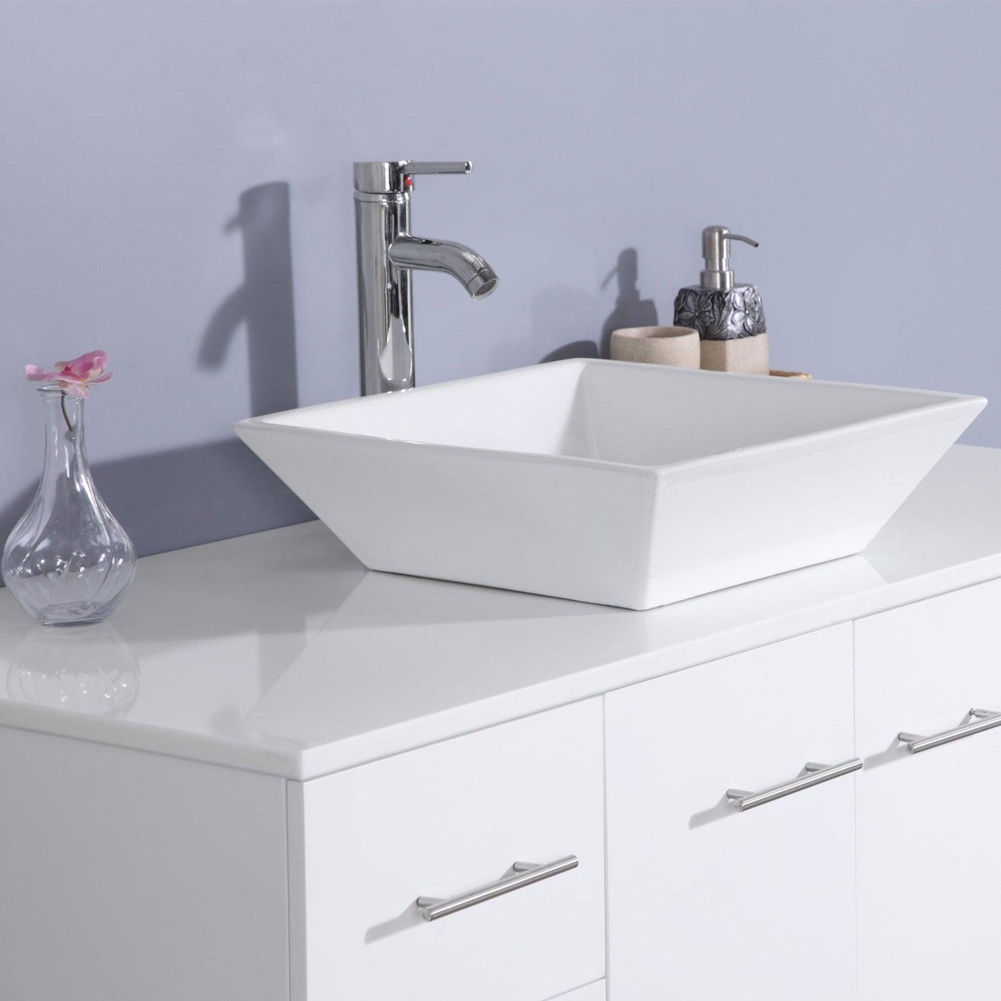 Eviva Totti Wave 48" x 16" White Wall-Mounted Bathroom Vanity With White Man-Made Stone Countertop and Single Porcelain Sink