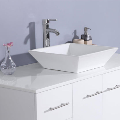 Eviva Totti Wave 48" x 16" White Wall-Mounted Bathroom Vanity With White Man-Made Stone Countertop and Single Porcelain Sink