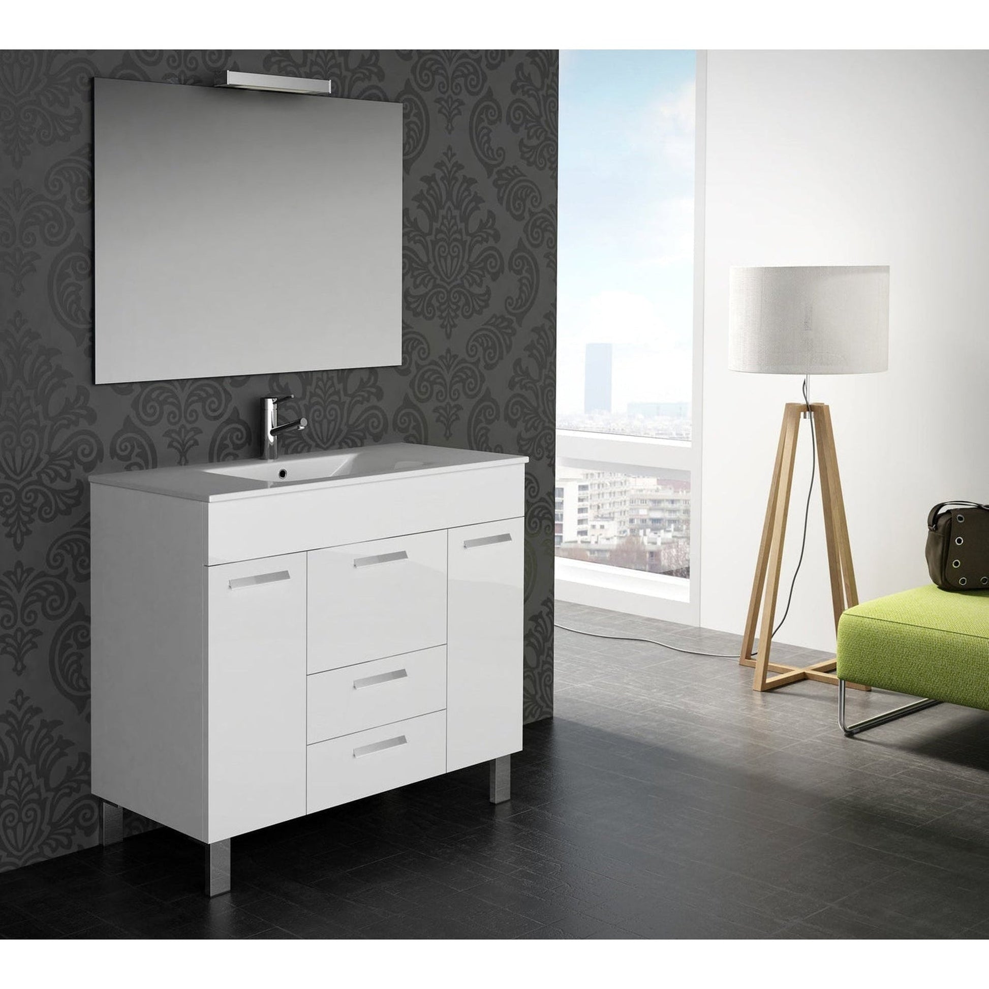 Eviva Venus 36” x 34” White Freestanding Bathroom Vanity With White Integrated Porcelain Sink