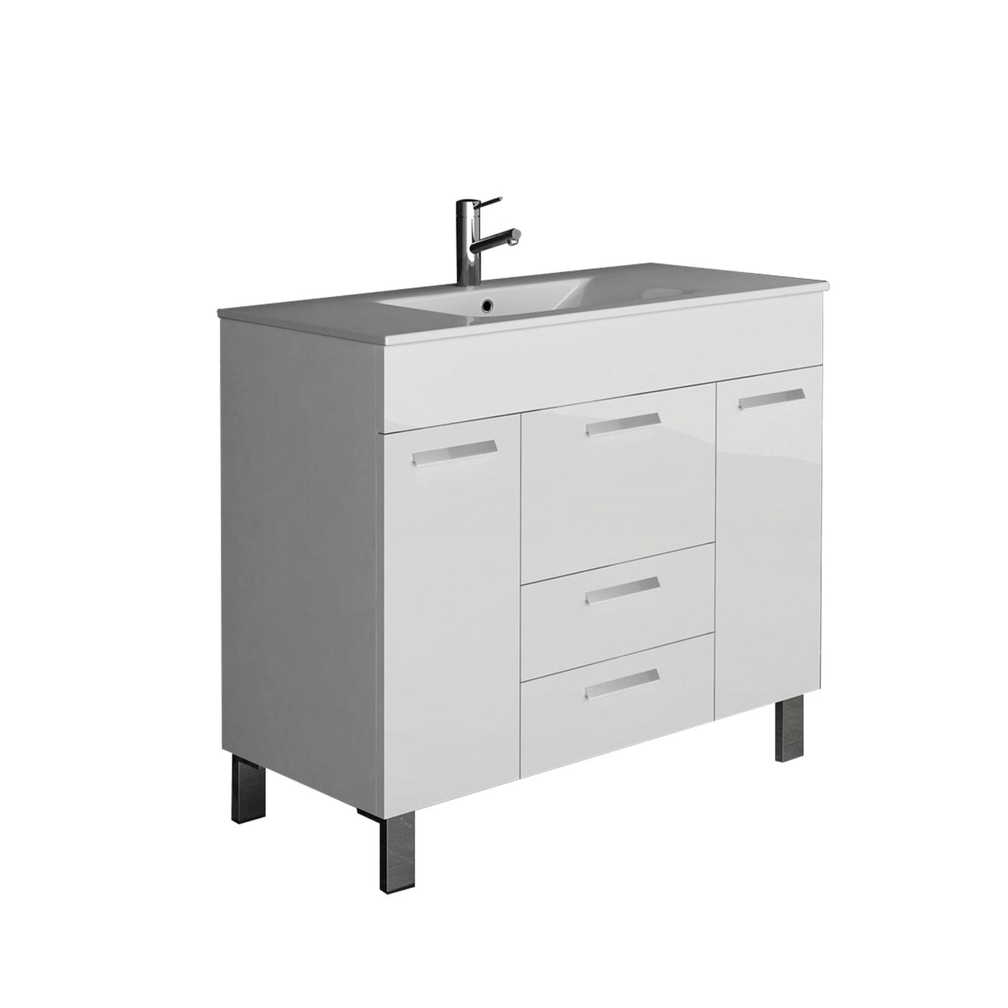 Eviva Venus 36” x 34” White Freestanding Bathroom Vanity With White Integrated Porcelain Sink