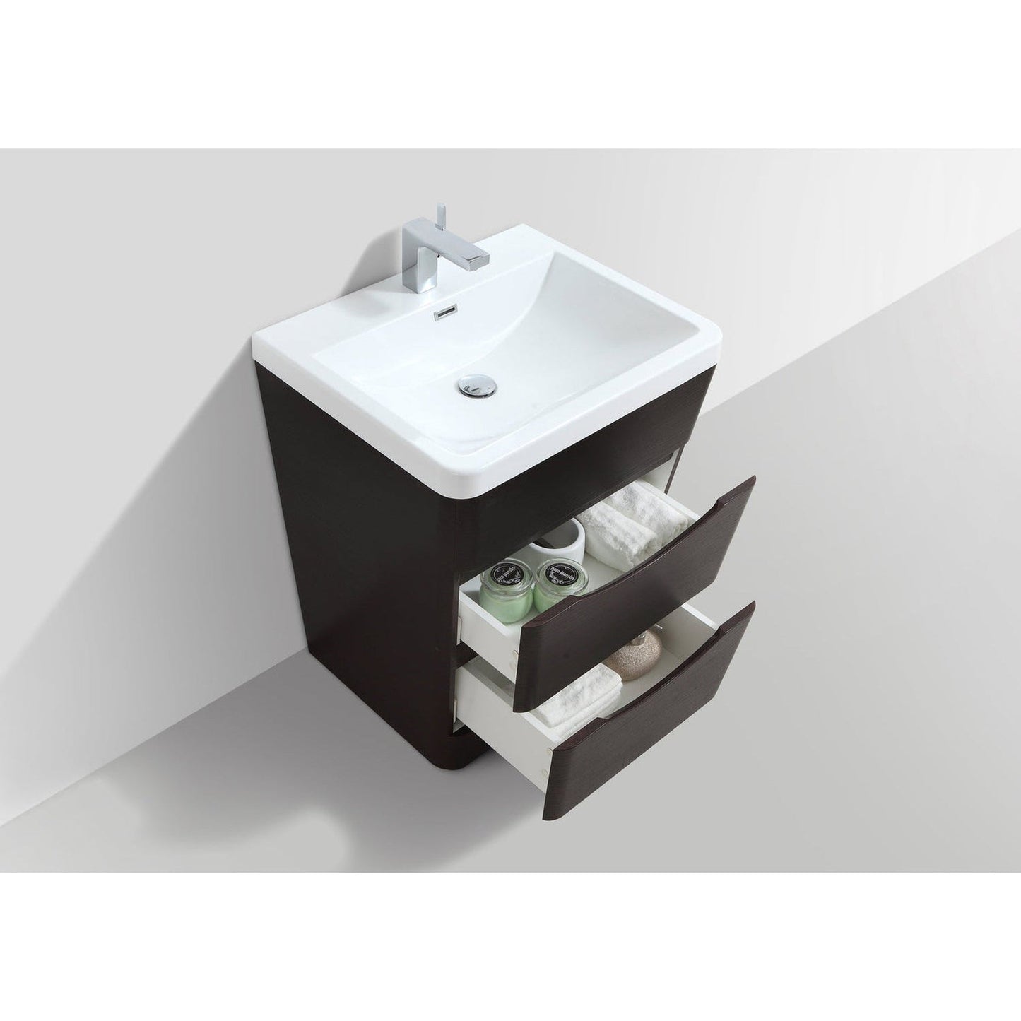 Eviva Victoria 25" x 34" Chestnut Freestanding Bathroom Vanity With White Integrated Acrylic Sink