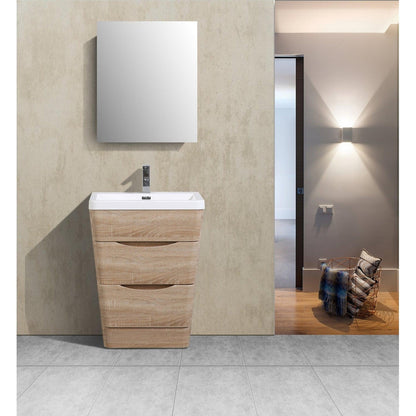 Eviva Victoria 25" x 34" White Oak Freestanding Bathroom Vanity With White Integrated Acrylic Sink