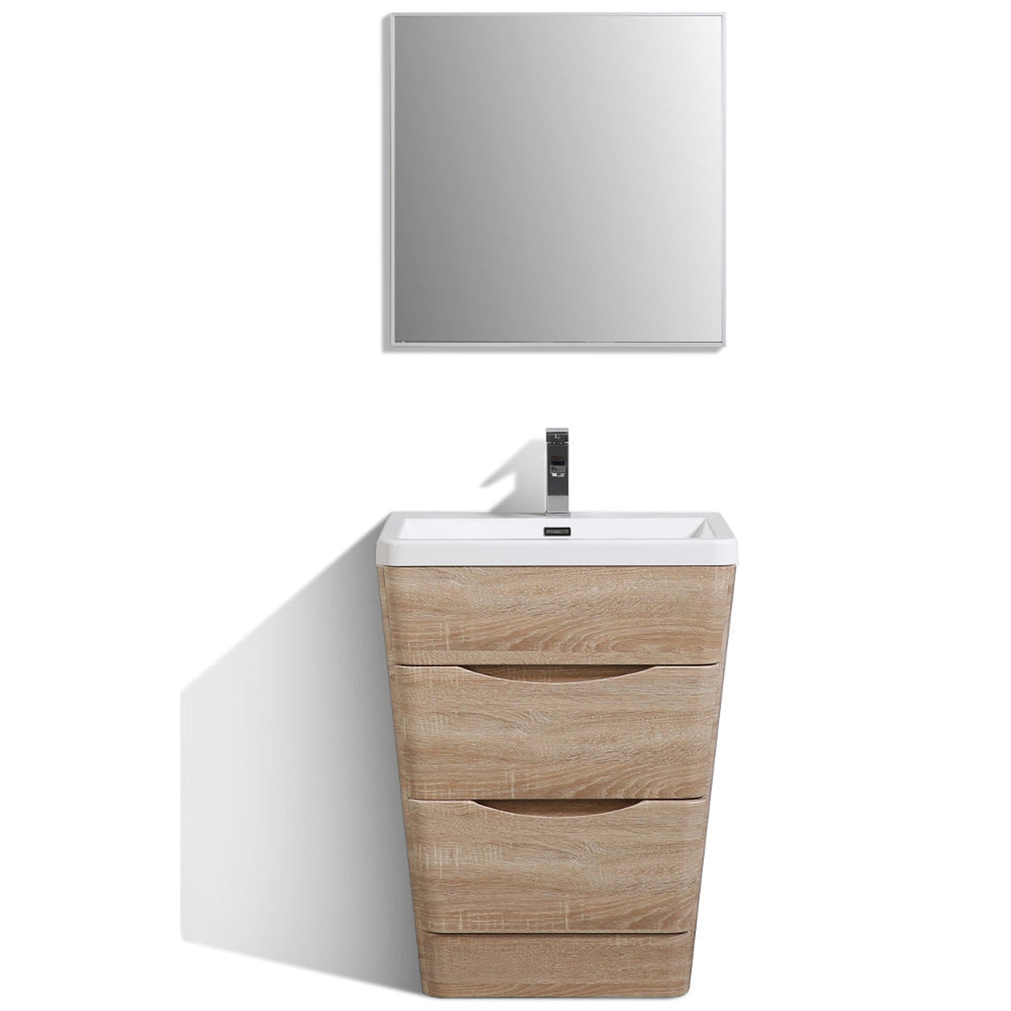 Eviva Victoria 25" x 34" White Oak Freestanding Bathroom Vanity With White Integrated Acrylic Sink