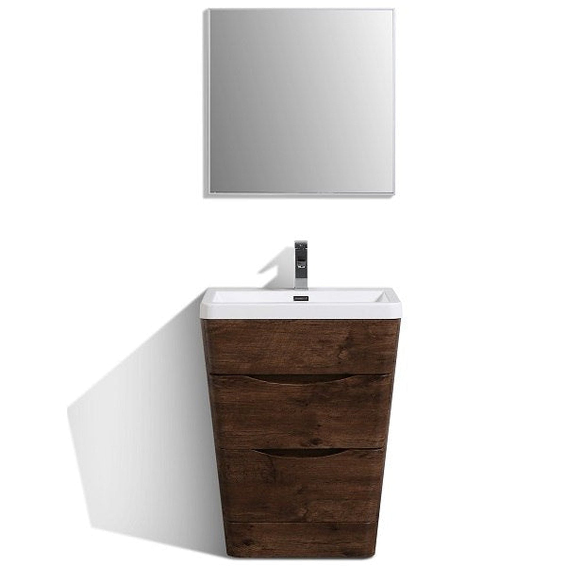 Eviva Victoria 32" x 34" Rosewood Freestanding Bathroom Vanity With White Integrated Acrylic Sink