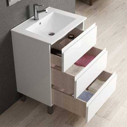 Eviva Vigo 24" x 34" White Freestanding Bathroom Vanity With White Integrated Porcelain Sink