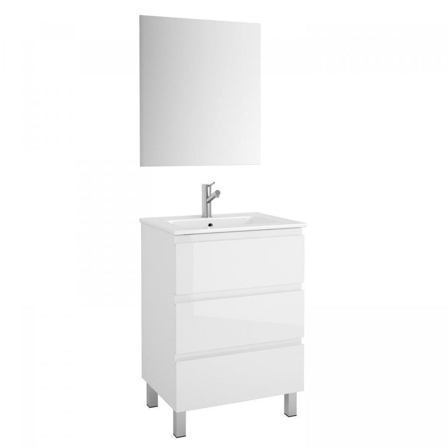 Eviva Vigo 24" x 34" White Freestanding Bathroom Vanity With White Integrated Porcelain Sink